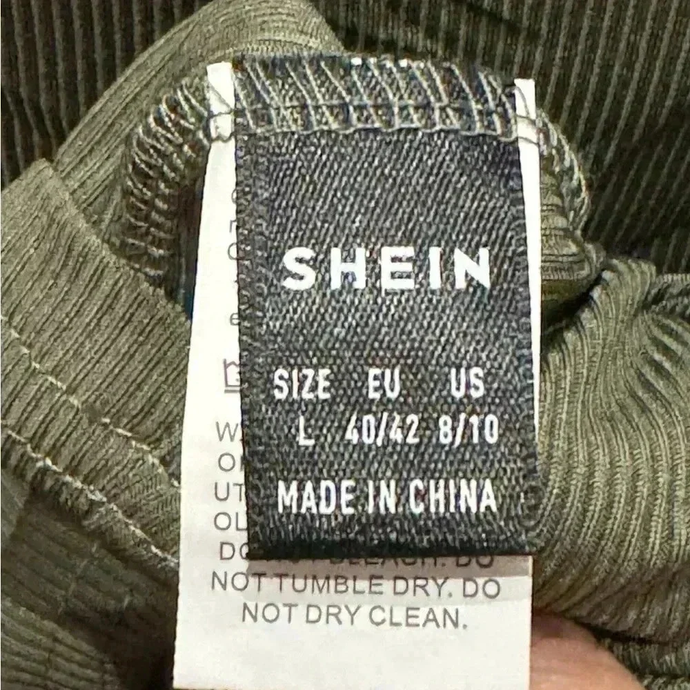 SHEIN Khaki Short Sleeve Tee with Front Zipper - Picture 4 of 4